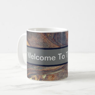 Välkommen till Cabin Woodgrain Rustic Guest Kaffemugg