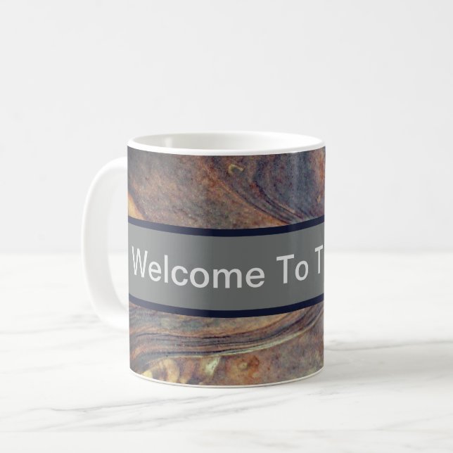 Välkommen till Cabin Woodgrain Rustic Guest Kaffemugg (Framsida vänster)
