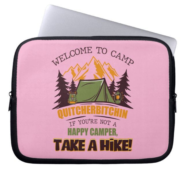 Välkommen till Camp Quitcherbitchin Glad Campare Laptop Fodral (Framsidan)