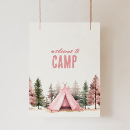 Välkommen till Camp Rosa Tält Camping Poster