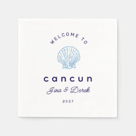 Välkommen till Cancun Destination Bröllop Blå Pappersservett