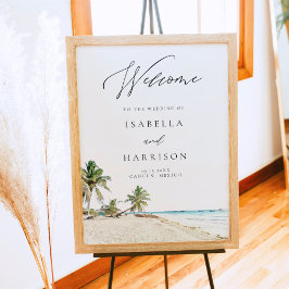 Välkommen till CANCUN Mexico Watercolor Beach Wedd Poster