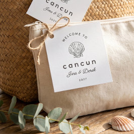 Välkommen till Cancun Svart Vitt Bröllop Välkomstp Gåvor Etiketter