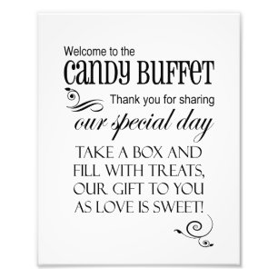 Välkommen till Candy Buffet - Box - Bröllop-skylte Fototryck