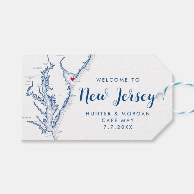 Välkommen till Cape May NJ Minimal Modern Navy Brö Presentetikett (Framsidan (Horisontell))