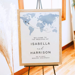Välkommen till CarMEN Blue Karta Destination Weddi Poster