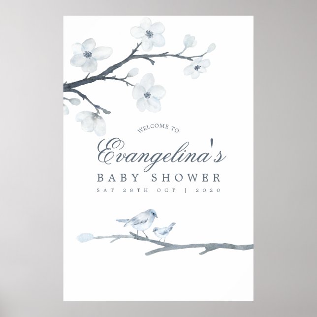 Välkommen till Cherry Blommar Baby Shower Poster (Framsidan)
