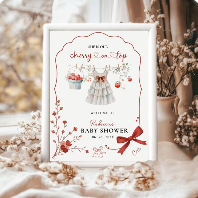 Välkommen till Cherry on Top Rosa Bow Flicka Showe Poster (Skapare uppladdad)