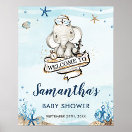 Välkommen till chic Nautical Elephant Boy Baby Sho Poster