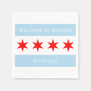 Välkommen till Chicago   Personlig Chicago Flagga Pappersservett