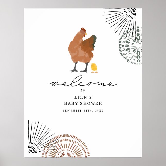 Välkommen till Chicken Baby Shower Poster (Framsidan)