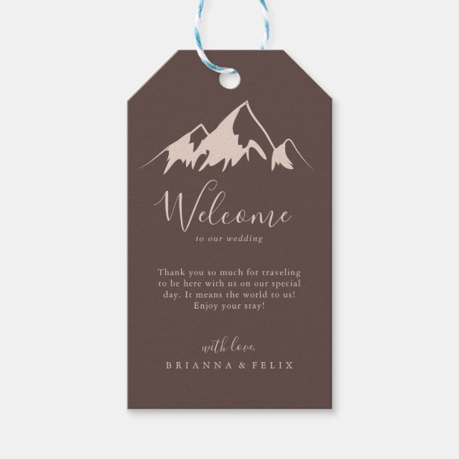 Välkommen till Clear Mountain Landsbyggsbröllop Presentetikett (Framsidan)