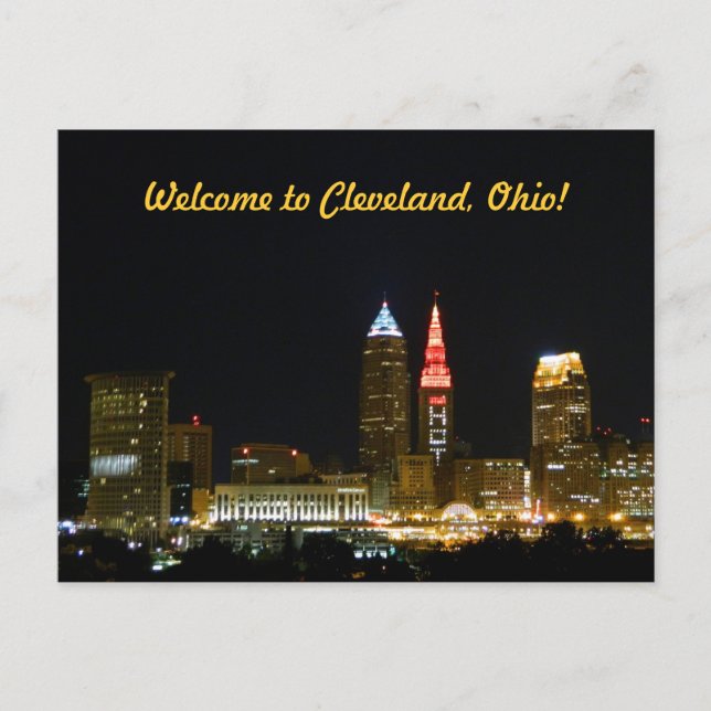 Välkommen till Cleveland-vykortet (Natt) Vykort (Framsida)