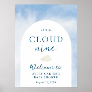 Välkommen till Cloud 9 Blå himmel Watercolor Baby Poster