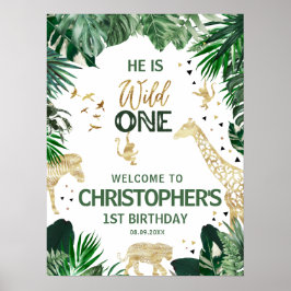 Välkommen till coola Vilda djur Födelsedagsfest Poster