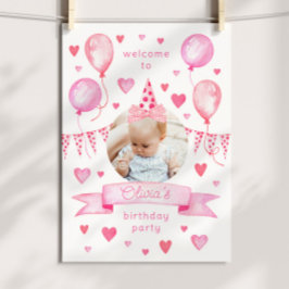Välkommen till Coquette Bow Rosa Photo Hat-Födelse Poster