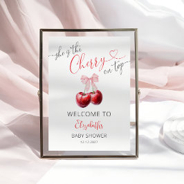 Välkommen till Coquette Cherry på Top Baby Shower Poster