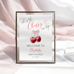 Välkommen till Coquette Cherry på Top Baby Shower Poster