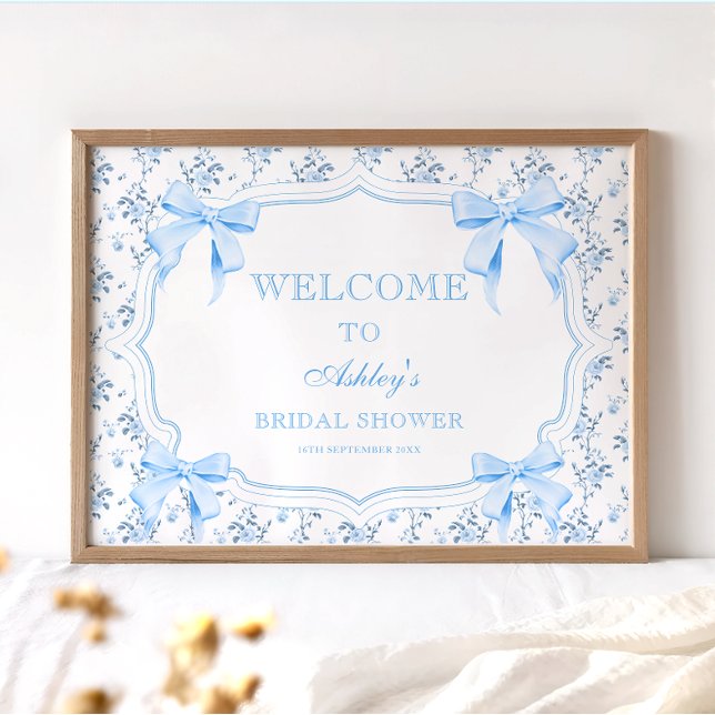 Välkommen till Coquette Elegant Blue Bow Möhippa Poster (Skapare uppladdad)