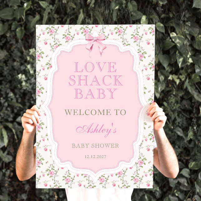 Välkommen till Coquette Rosa Bow Kärlek Shack Baby Poster (Skapare uppladdad)