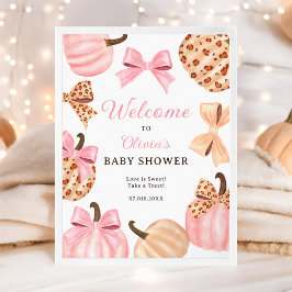 Välkommen till Coquette Rosa Bow Pumpkin-babydusch Poster