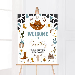 Välkommen till Cowboy Vilda western Baby Shower Poster