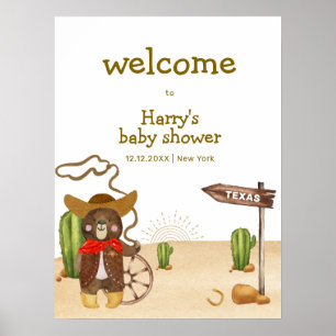 Välkommen till Cowboys Bear Western Cactus Baby Sh Poster