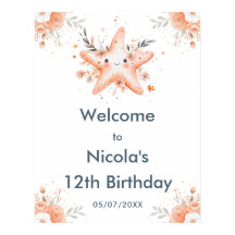 Välkommen till Cute Blommigt Starfish Födelsedagsf