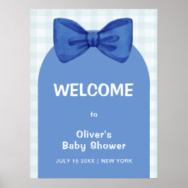 Välkommen till Cute Blue Arch Gingham Bow Baby Sho Poster