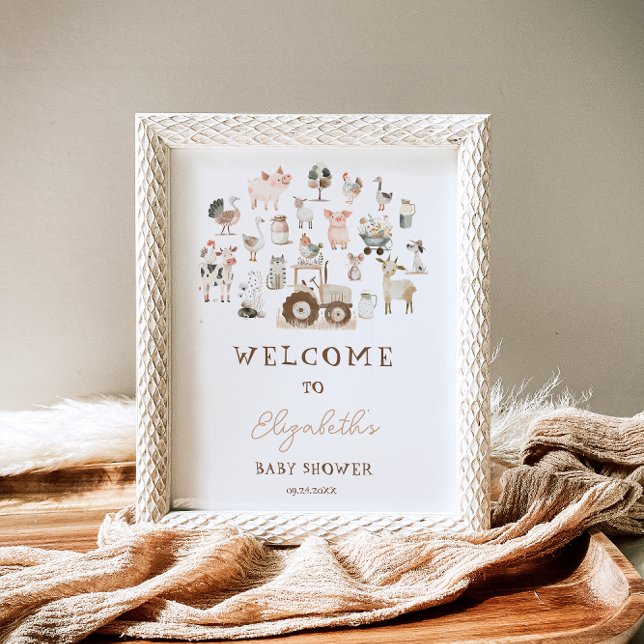 Välkommen till Cute Boskap Barnyard Baby Shower Poster (Skapare uppladdad)