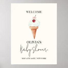 Välkommen till Cute Cherry Scoop Ice Cream Baby Sh Poster