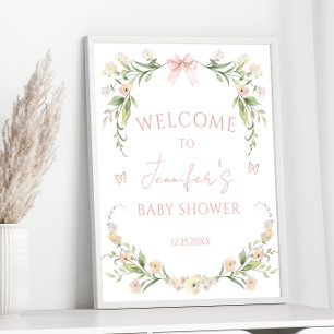 Välkommen till Cute Elegant Rosa Blommigt Flicka S Poster