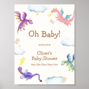 Välkommen till Cute Fairytale Magic Dragon Baby Sh Poster