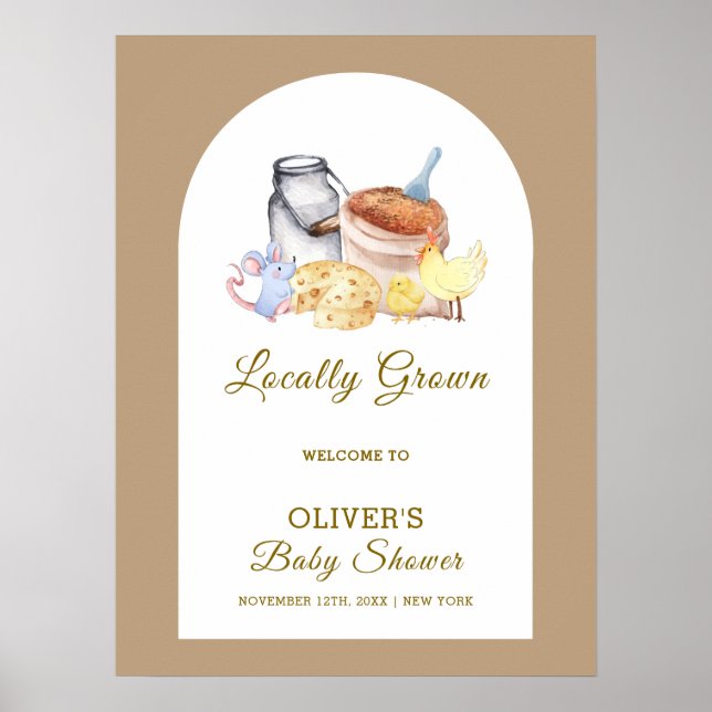 Välkommen till Cute Farm Chicken Mouse Baby Shower Poster (Framsidan)