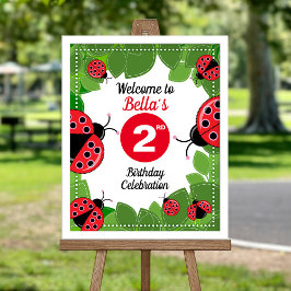Välkommen till Cute Ladybug-temapartyet poster