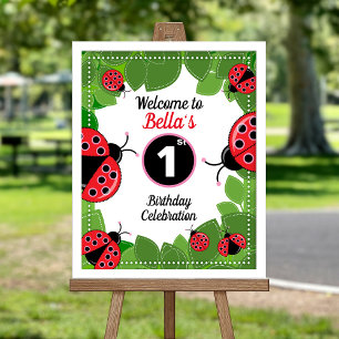 Välkommen till Cute Ladybug-temapartyet poster