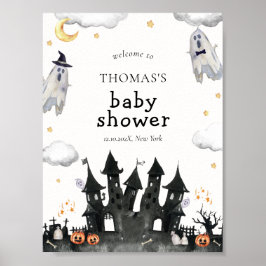 Välkommen till Cute Little Boo Ghost House Baby Sh Poster