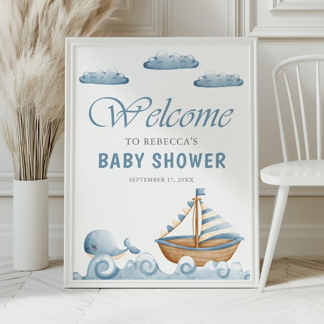 Välkommen till Cute Nautical Boat Baby Shower Poster (Skapare uppladdad)