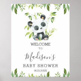 Välkommen till Cute Panda Greenery Baby Shower-Neu Poster