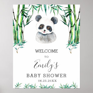 Välkommen till Cute Panda Greenery Baby Shower-Neu Poster