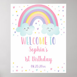 Välkommen till Cute Pastel Rainbow Clouds Girl Bir Poster