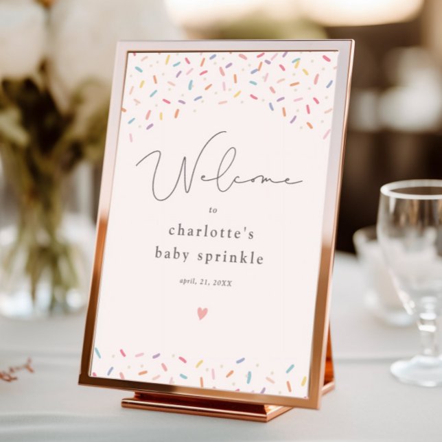Välkommen till Cute Rainbow Sprinkles Baby Shower Poster (Cute rainbow sprinkle baby shower welcome sign.)
