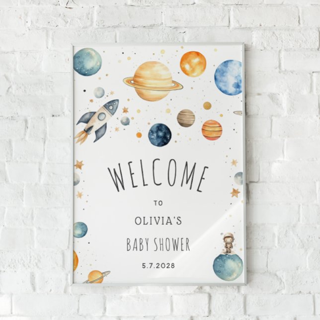 Välkommen till Cute Rymden Baby Shower Poster (Skapare uppladdad)