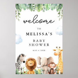 Välkommen till Cute Safari Animals Baby Shower Poster