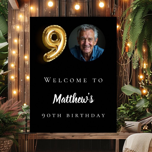 Välkommen till den 90:e födelsedagsfesten Black gu Poster (Skapare uppladdad)