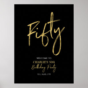 Välkommen till den moderna Födelsedagsfesten Guld Poster