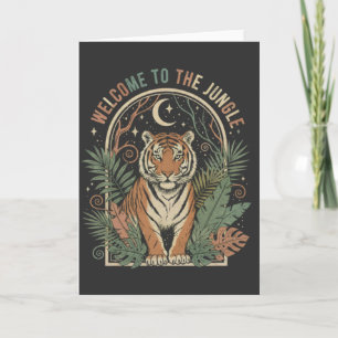 Välkommen till den vilda vintage tiger retro boho kort
