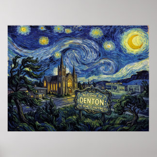 Välkommen till Denton Starry Night Cinematic Lands Poster