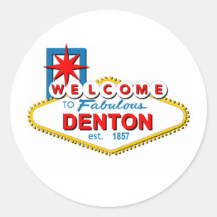 Välkommen till Denton, Texas! Runt Klistermärke
