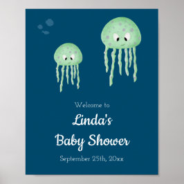 Välkommen till din undervattens themed baby shower poster